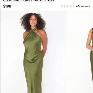 Show Me Your MuMu Olive Halter Maxi Dress